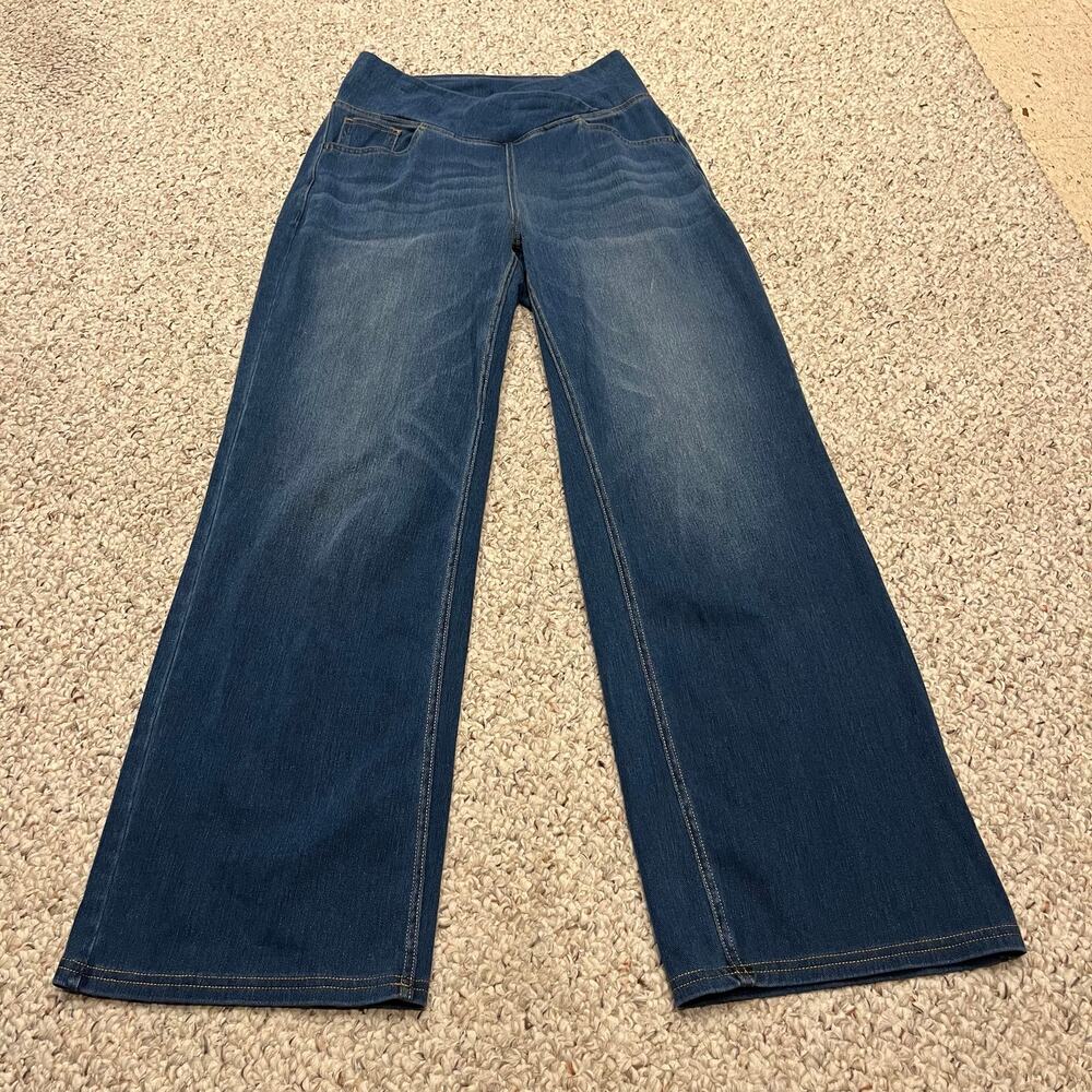 Halara Flex High Waisted Wide Leg Jeans M Crossover Waist Stretch Comfort Casual